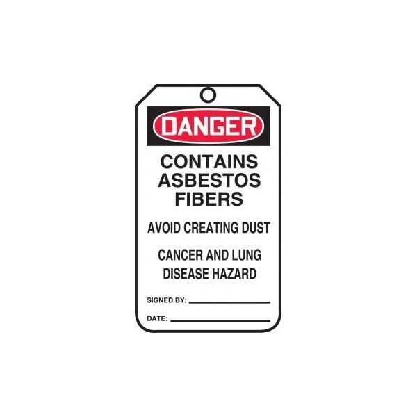 Accuform Safety Tags, DANGER CONTAINS ASBESTOS FIBERS AVOID CREATING DUST CANCER AND LUNG DISEASE HAZARD, 5PK MDT155PTM - main